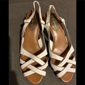 Cole Haan 7.5 White Criss Cross Sandals Nike Air Comfort Rubber Soles Leat…